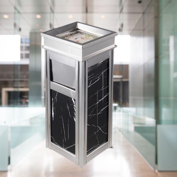 Thùng rác đá hoa cương khung inox