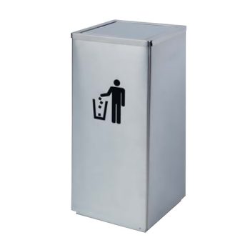Thùng rác inox trắng vuông nắp bập bênh