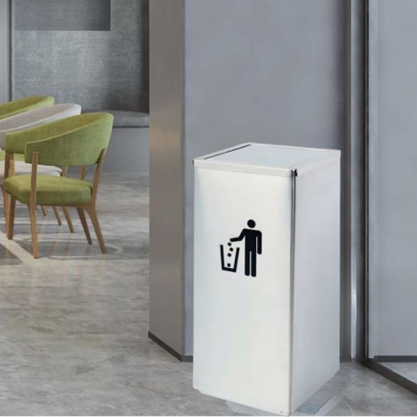 Thùng rác inox vuông kiểu dáng nắp bập bênh