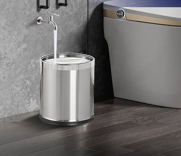 Mẫu thùng rác inox tròn bền bỉ và dễ vệ sinh