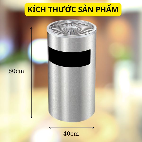 Kích thước thùng đựng rác inox có kèm theo gạt tàn