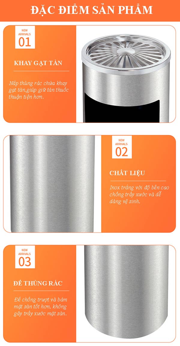 Khám phá chi tiết đặc điểm thùng rác tròn gạt tàn