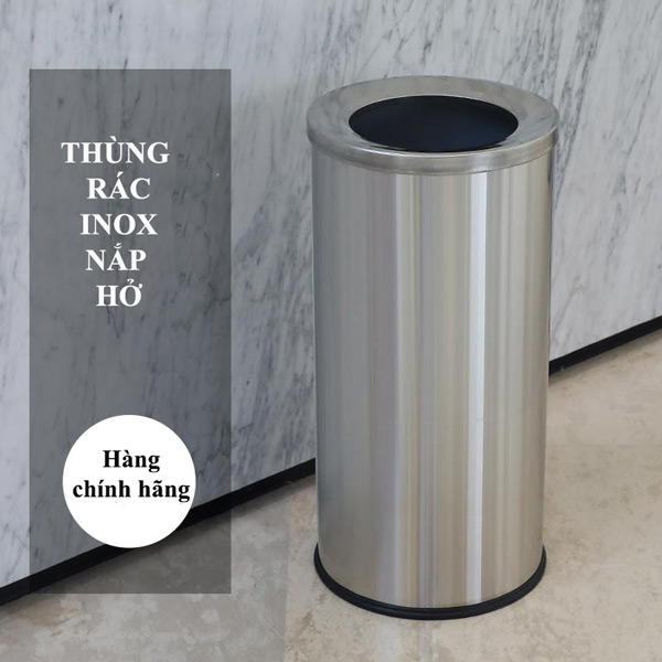 Mẫu thùng rác nắp hở sản xuất bằng inox