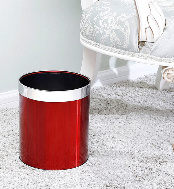 Thùng rác không nắp màu đỏ đẹp, sang trọng