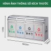 Thùng rác nắp đẩy nhiều ngăn 4 ngăn inox