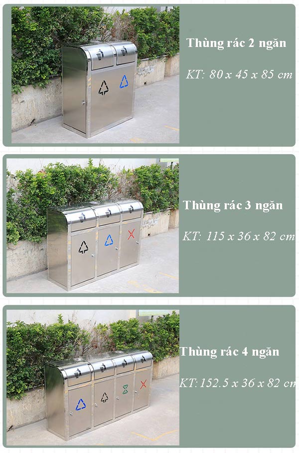 Hệ thống các mẫu thùng rác nắp đẩy nhiều ngăn của Hành Tinh Xanh