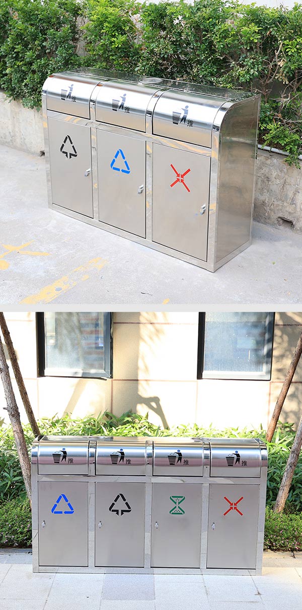 Thùng rác nắp đẩy bằng inox nhiều ngăn tiện dụng