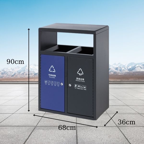 Khám phá kích thước thùng rác ngoài trời loại 2 ngăn