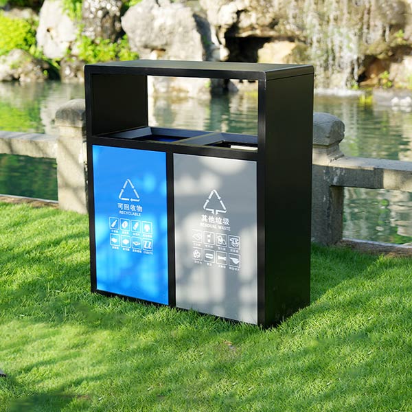 Thùng rác phân loại 2 ngăn bằng thép sơn tĩnh điện