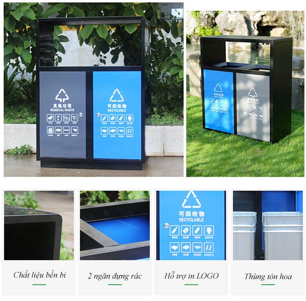 Đặc điểm của mẫu thùng rác phân loại 2 ngăn