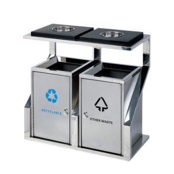 Thùng rác ngoài trời 2 ngăn inox