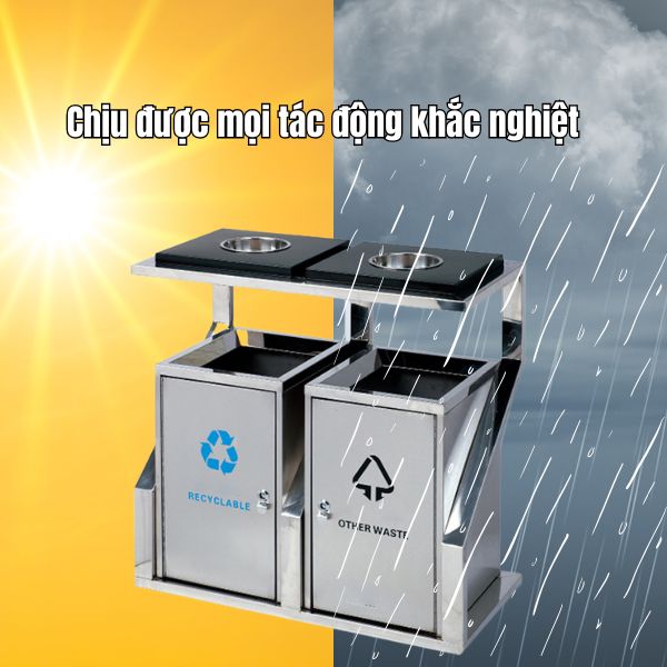 Thùng rác bền bỉ, chịu được nhiều tác động thời tiết