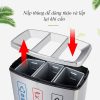 Thùng rác ngoài trời 3 ngăn inox có gạt tàn