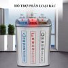 Thùng rác ngoài trời 3 ngăn inox có gạt tàn