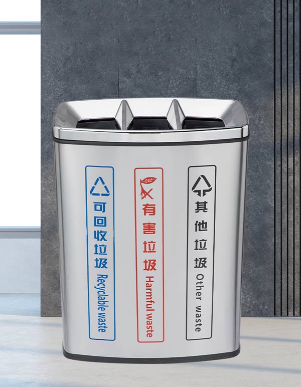 Mẫu thùng rác 3 ngăn bằng inox cao cấp