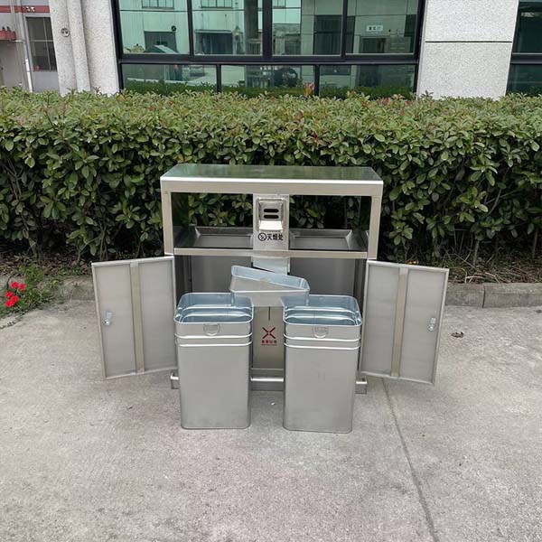 Thiết kế thùng rác 2 lớp, thùng đựng rác bằng tôn hoa