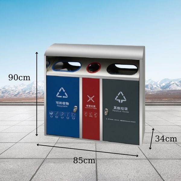 Mẫu thùng rác 3 ngăn đẹp, tiện lợi