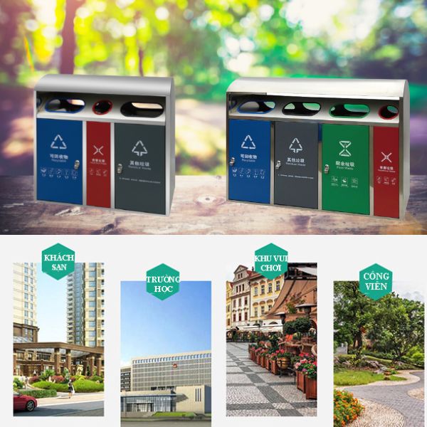 Thùng rác sử dụng phù hợp mọi không gian ngoài trời