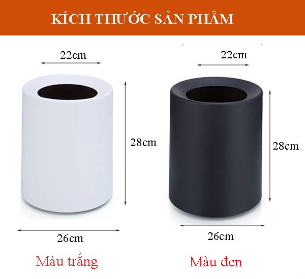 Tham khảo kích thước thùng rác bằng nhựa không nắp