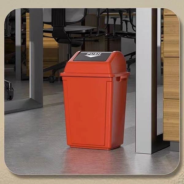 Thùng rác nhựa màu đỏ nắp bập bênh