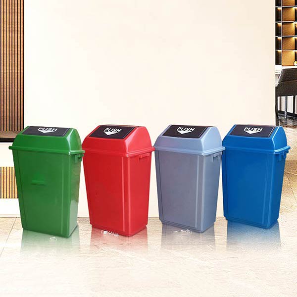 Mẫu thùng rác nhựa nắp bập bênh nhiều dung tích, màu sắc