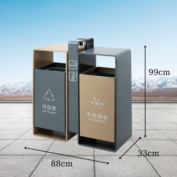 Tham khảo kích thước thùng rác 2 ngăn có mái che