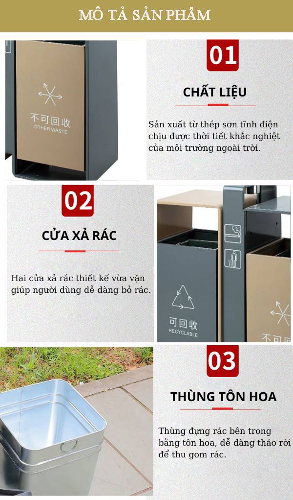 Đặc điểm các bộ phận cấu thành thùng rác
