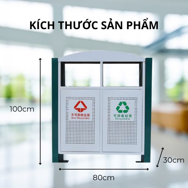 Tham khảo nhanh kích thước thùng rác đôi bằng thép