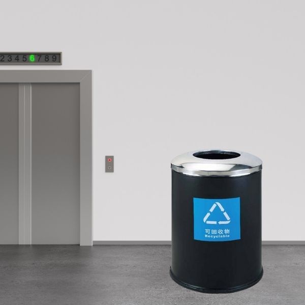Thùng rác inox tròn sơn đen