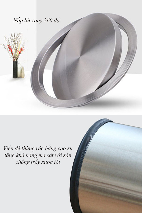 Đặc điểm thiết kế mẫu thùng rác nắp lật bằng inox
