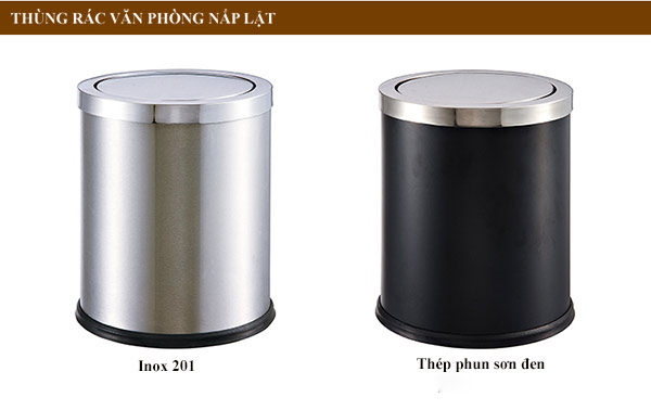 Mẫu thùng rác nắp lật làm bằng inox và thép sơn tĩnh điện