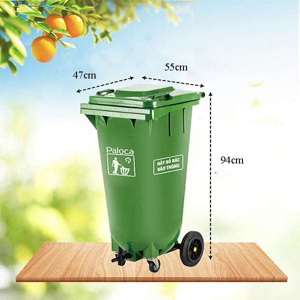 Chi tiết kích thước thùng rác nhựa hữu cơ 120L