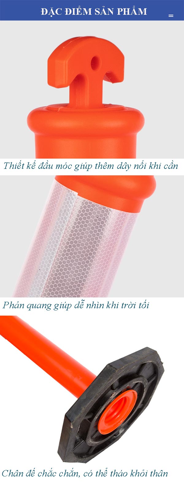 Các chi tiết cấu thành trụ cảnh báo giao thông