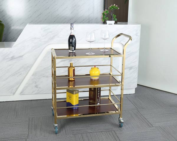 Mẫu xe đẩy 3 tầng phục vụ rượu đồ uống phù hợp với nhà hàng, quán bar