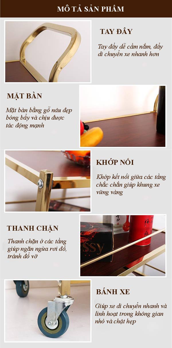 Đặc điểm thiết kế của xe đẩy phục vụ đồ uống 