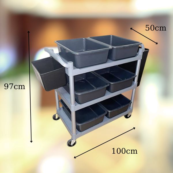 Kích thước xe đẩy thu gom đồ bẩn bàn ăn nhà hàng