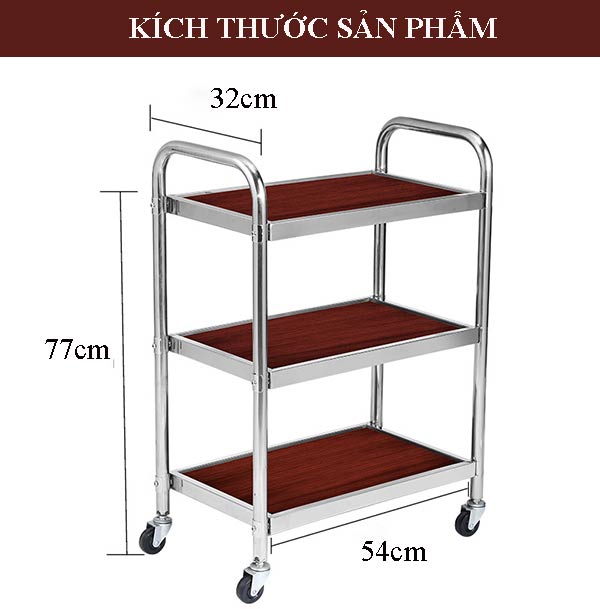 Tham khảo nhanh kích thước xe đẩy phục vụ 3 tầng