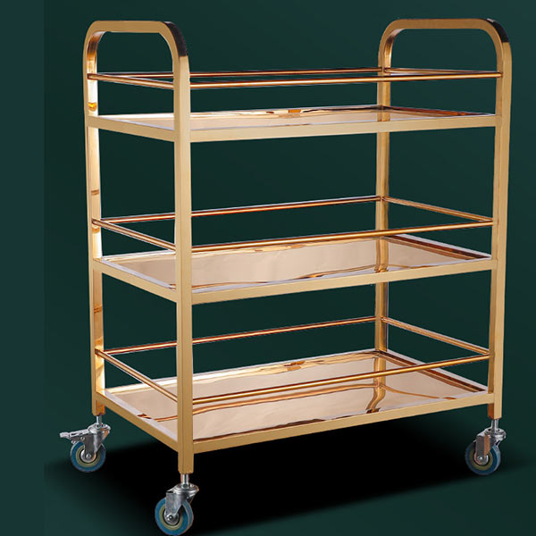 Mẫu xe đẩy 3 tầng phục vụ rượu, đồ uống thức ăn nhà hàng