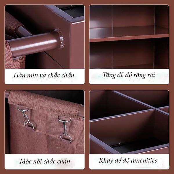 Cận cảnh từng chi tiết nhỏ của xe đẩy dọn vệ sinh buồng phòng