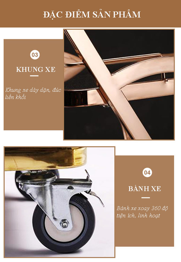 Chi tiết sản phẩm xe phục vụ rượu đồ uống của Hành Tinh Xanh