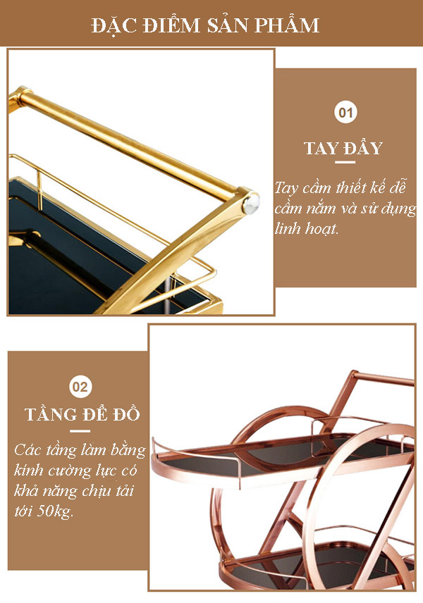 Chi tiết sản phẩm xe phục vụ rượu đồ uống của Hành Tinh Xanh