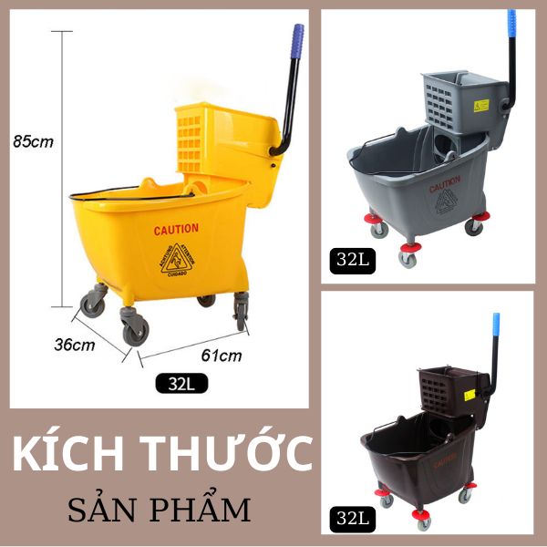Bảng kích thước và màu sắc mẫu xe vắt móp dung tích 32l