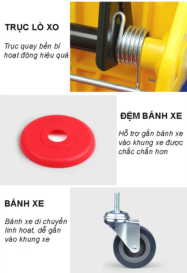 Đặc điểm thiết kế xe lau nhà 2 xô