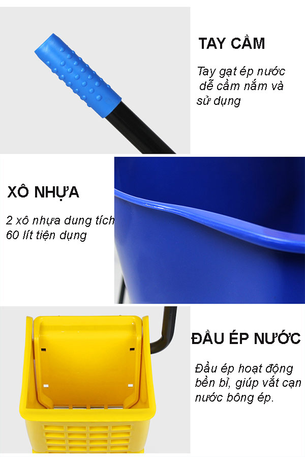 Đặc điểm thiết kế xe lau nhà 2 xô