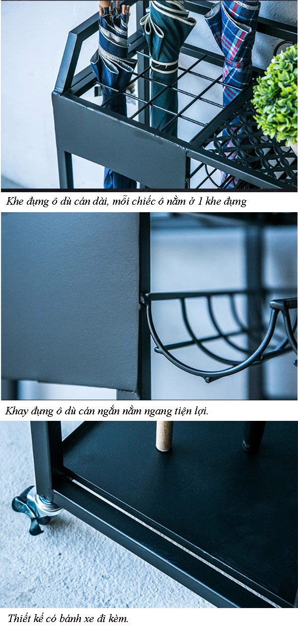 Thiết kế kệ treo ô dù chắc chắn, tỉ mỉ