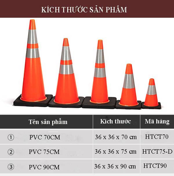 Tham khảo nhanh cọc tiêu nhựa hình chóp nón