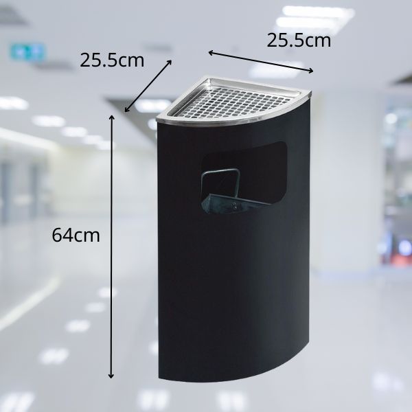 Kích thước thùng rác màu đen đặt góc