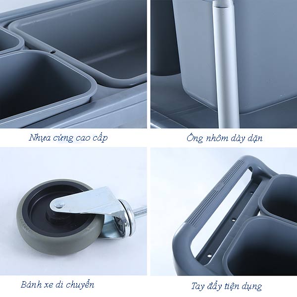 Các chi tiết cấu thành xe dọn bàn đều vô cùng chắc chắn