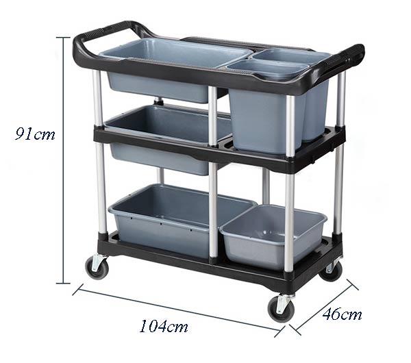 Kích thước xe đẩy dọn bàn ăn khung viền màu đen