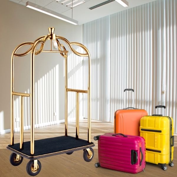 Xe đẩy vali khách sạn chịu tải trọng lớn, chở được nhiều đồ